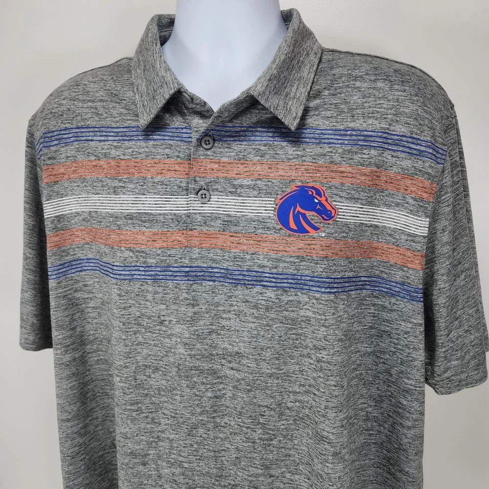 Captivating Apparel BSU Boise Sate Broncos Gray Polo Shirt Size‎ 2XL Men's EUC